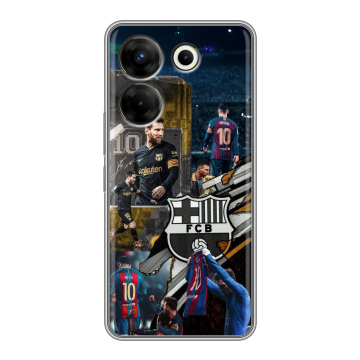 Силиконовый чехол на Tecno Camon 20 Pro 5G с принтом Messi Barcelona