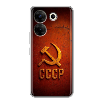 Силиконовый чехол на Tecno Camon 20 Pro 5G с принтом Флаг Герб СССР
