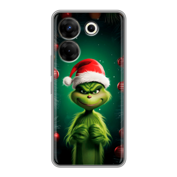 Силиконовый чехол на Tecno Camon 20 Pro 5G с принтом Гринч Новый год Рождество Силиконовый чехол на Tecno Camon 20 Pro 5G с принтом Гринч Новый год Рождество