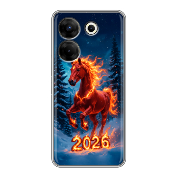 Силиконовый чехол на Tecno Camon 20 Pro 5G с принтом Новый год коня Силиконовый чехол на Tecno Camon 20 Pro 5G с принтом Новый год коня