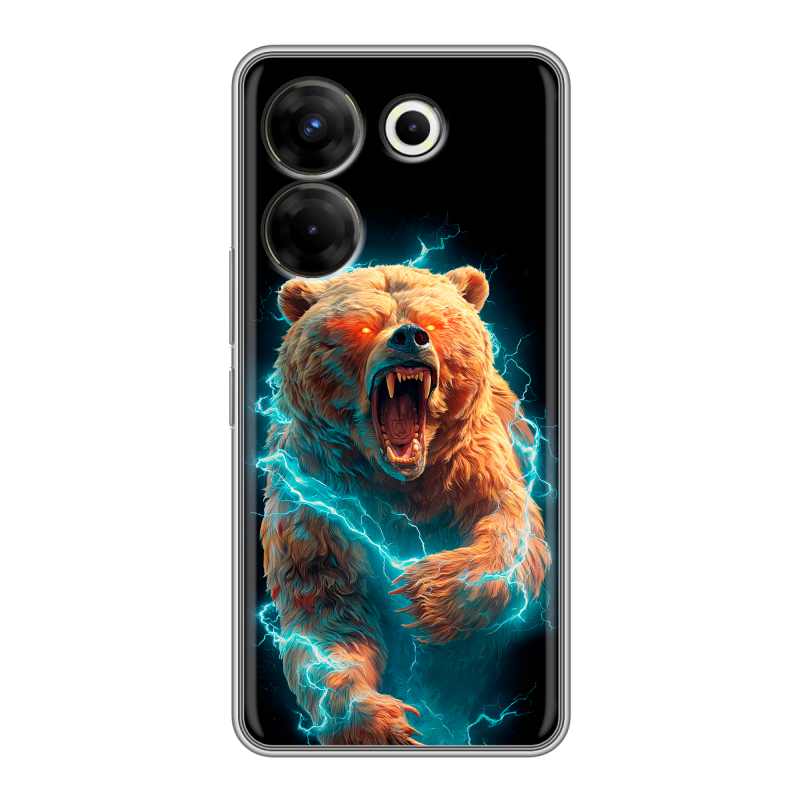 Силиконовый чехол на Tecno Camon 20 Pro 5G с принтом Медведь Силиконовый чехол на Tecno Camon 20 Pro 5G с принтом Медведь