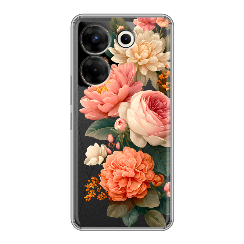 Силиконовый чехол на Tecno Camon 20 Pro 5G с принтом цветы Силиконовый чехол на Tecno Camon 20 Pro 5G с принтом цветы