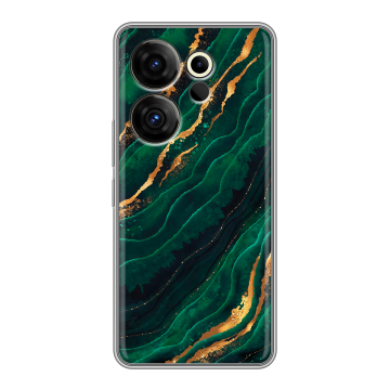 Силиконовый чехол на Tecno Camon 20 Premier с принтом Мрамор зеленое золото Силиконовый чехол на Tecno Camon 20 Premier с принтом Мрамор зеленое золото