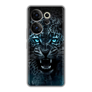 Силиконовый чехол на Tecno Camon 20 Premier с принтом Темный леопард Силиконовый чехол на Tecno Camon 20 Premier с принтом Темный леопард