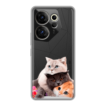 Силиконовый чехол на Tecno Camon 20 Premier с принтом Кошки Силиконовый чехол на Tecno Camon 20 Premier с принтом Кошки
