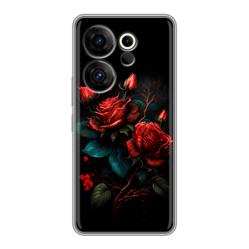 Силиконовый чехол на Tecno Camon 20 Premier с принтом Розы красные