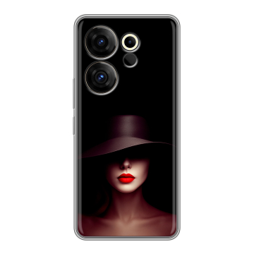 Силиконовый чехол на Tecno Camon 20 Premier с принтом Девушка в шляпе