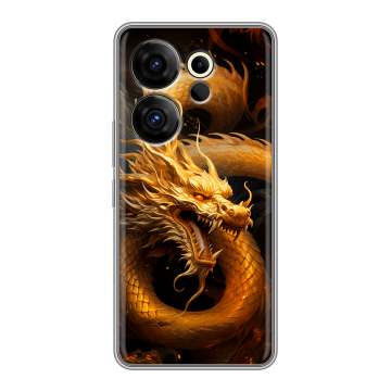 Силиконовый чехол на Tecno Camon 20 Premier с принтом Золотой дракон Силиконовый чехол на Tecno Camon 20 Premier с принтом Золотой дракон