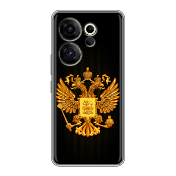 Силиконовый чехол на Tecno Camon 20 Premier с принтом Герб России желтый