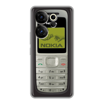 Силиконовый чехол на Tecno Camon 20 Premier с принтом Ретро Нокия