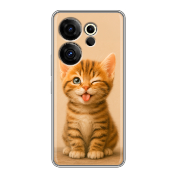 Силиконовый чехол на Tecno Camon 20 Premier с принтом котенок
