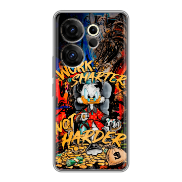 Силиконовый чехол на Tecno Camon 20 Premier с принтом Дональд Дак Деньги