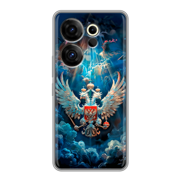 Силиконовый чехол на Tecno Camon 20 Premier с принтом Герб флаг России
