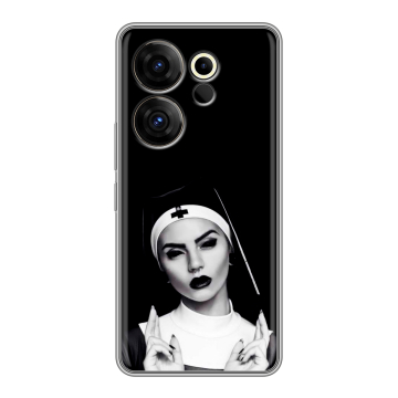 Силиконовый чехол на Tecno Camon 20 Premier с принтом монашка