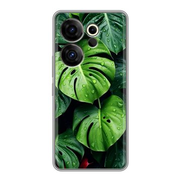 Силиконовый чехол на Tecno Camon 20 Premier с принтом Листья