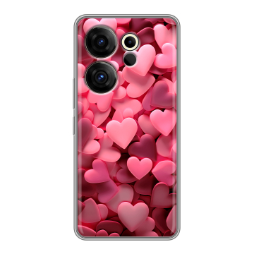 Силиконовый чехол на Tecno Camon 20 Premier с принтом розовые сердечки