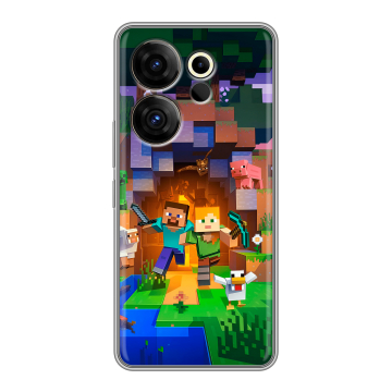 Силиконовый чехол на Tecno Camon 20 Premier с принтом Майнкрафт Minecraft Силиконовый чехол на Tecno Camon 20 Premier с принтом Майнкрафт Minecraft