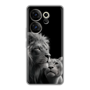 Силиконовый чехол на Tecno Camon 20 Premier с принтом Лев кошки