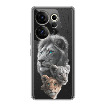 Силиконовый чехол на Tecno Camon 20 Premier с принтом Львы