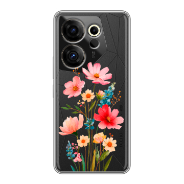Силиконовый чехол на Tecno Camon 20 Premier с принтом Цветы