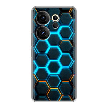 Силиконовый чехол на Tecno Camon 20 Premier с принтом Неоновые соты