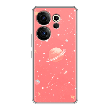 Силиконовый чехол на Tecno Camon 20 Premier с принтом Розовый космос