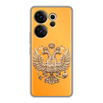 Силиконовый чехол на Tecno Camon 20 Premier с принтом Герб Флаг России