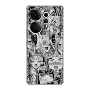 Силиконовый чехол на Tecno Camon 20 Premier с принтом Ahegao Ахегао Аниме