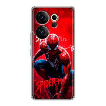 Силиконовый чехол на Tecno Camon 20 Premier с принтом Spiderman Человек паук Силиконовый чехол на Tecno Camon 20 Premier с принтом Spiderman Человек паук