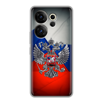 Силиконовый чехол на Tecno Camon 20 Premier с принтом Флаг России