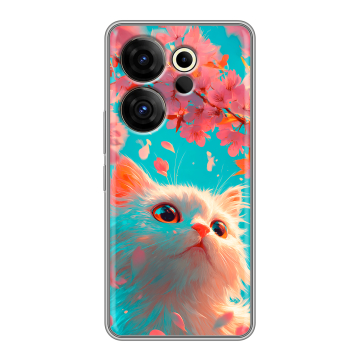 Силиконовый чехол на Tecno Camon 20 Premier с принтом Красивый кот