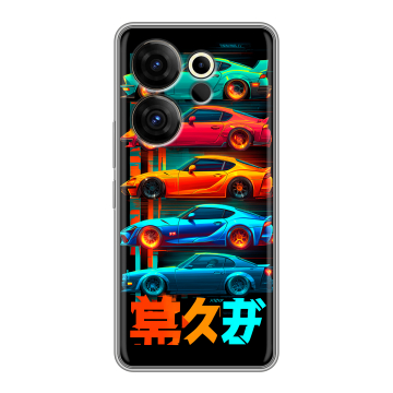 Силиконовый чехол на Tecno Camon 20 Premier с принтом машины тачки