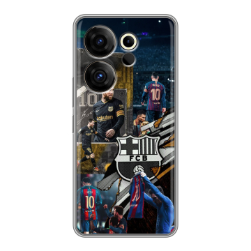 Силиконовый чехол на Tecno Camon 20 Premier с принтом Messi Barcelona