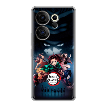 Силиконовый чехол на Tecno Camon 20 Premier с принтом Demon Slayer Клинок рассекающий демонов