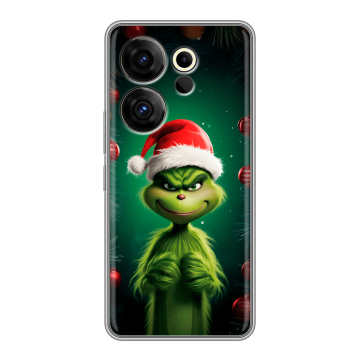 Силиконовый чехол на Tecno Camon 20 Premier с принтом Гринч Новый год Рождество
