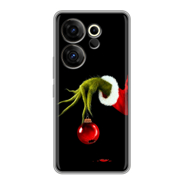 Силиконовый чехол на Tecno Camon 20 Premier с принтом Новый год Гринч