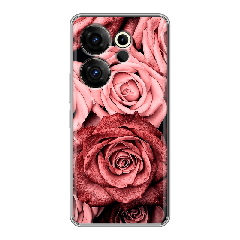 Силиконовый чехол на Tecno Camon 20 Premier с принтом Цветы розы Силиконовый чехол на Tecno Camon 20 Premier с принтом Цветы розы