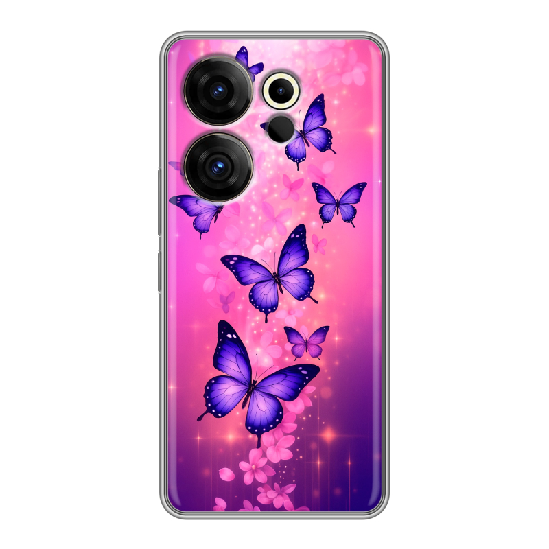 Силиконовый чехол на Tecno Camon 20 Premier с принтом Бабочки Силиконовый чехол на Tecno Camon 20 Premier с принтом Бабочки