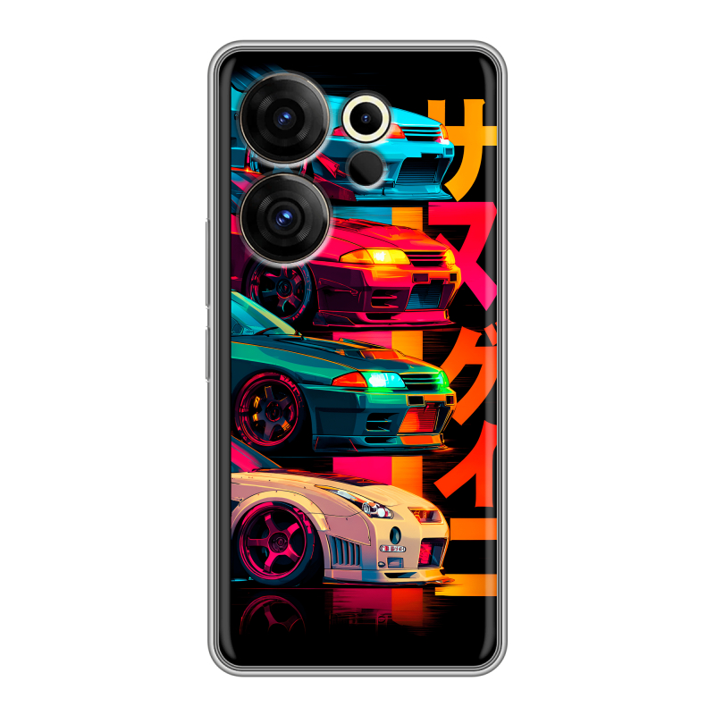 Силиконовый чехол на Tecno Camon 20 Premier с принтом Гоночные машины Силиконовый чехол на Tecno Camon 20 Premier с принтом Гоночные машины