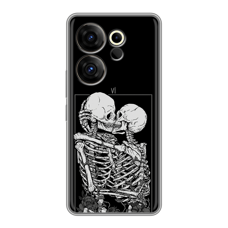 Силиконовый чехол на Tecno Camon 20 Premier с принтом Поцелуй скелетов Силиконовый чехол на Tecno Camon 20 Premier с принтом Поцелуй скелетов