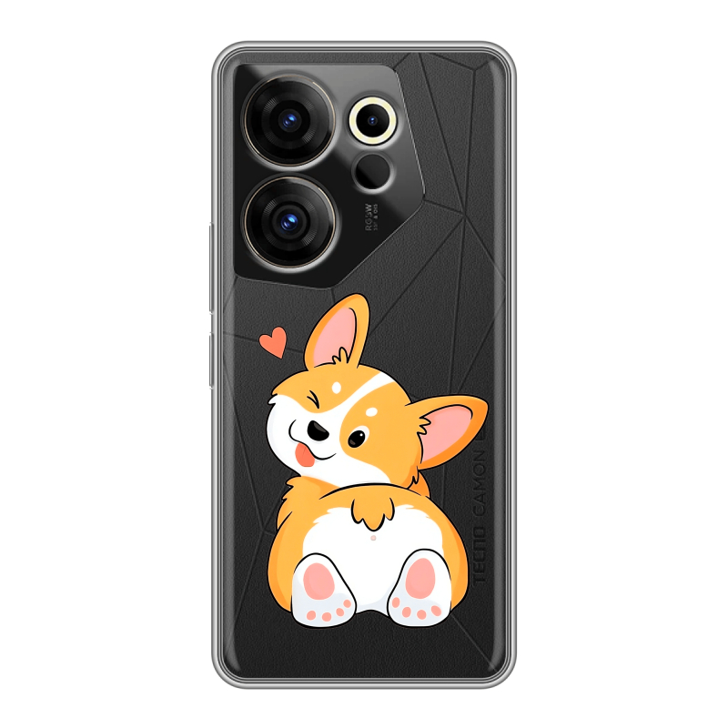 Силиконовый чехол на Tecno Camon 20 Premier с принтом Корги Силиконовый чехол на Tecno Camon 20 Premier с принтом Корги