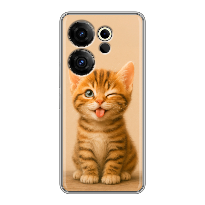 Силиконовый чехол на Tecno Camon 20 Premier с принтом котенок Силиконовый чехол на Tecno Camon 20 Premier с принтом котенок