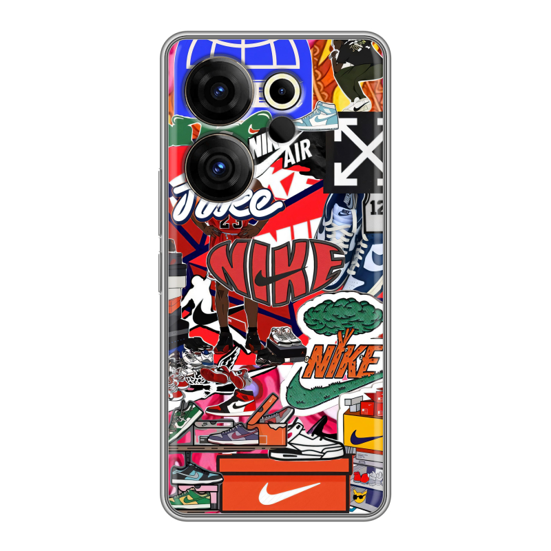 Силиконовый чехол на Tecno Camon 20 Premier с принтом Найк Nike яркий Силиконовый чехол на Tecno Camon 20 Premier с принтом Найк Nike яркий