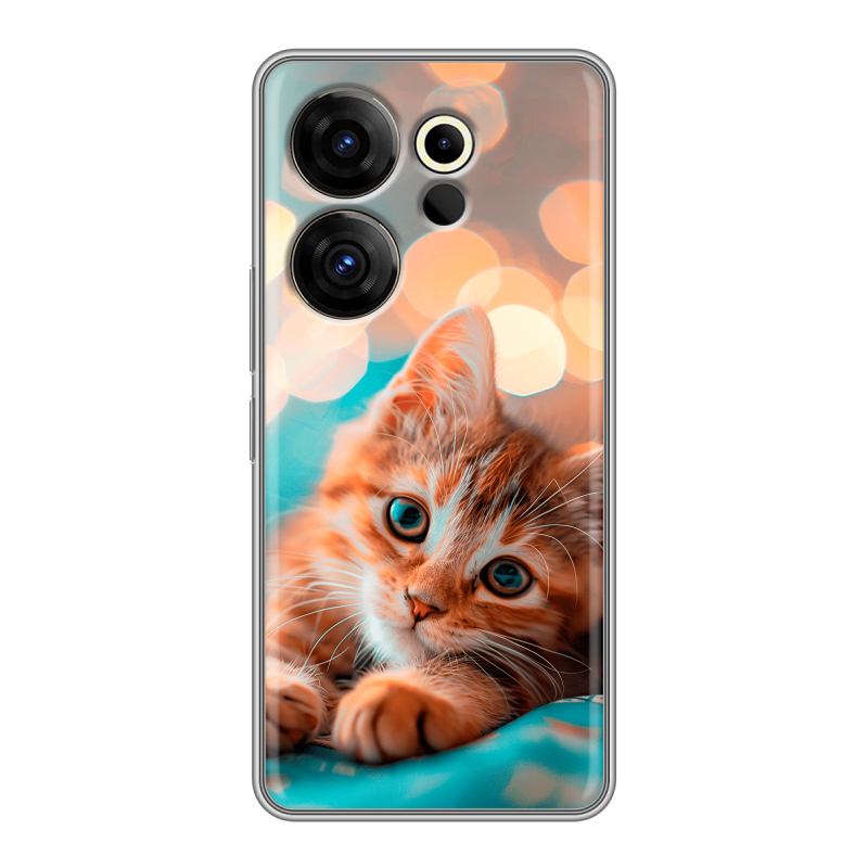 Силиконовый чехол на Tecno Camon 20 Premier с принтом котик Силиконовый чехол на Tecno Camon 20 Premier с принтом котик