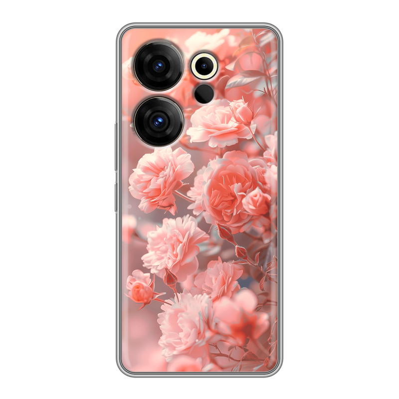 Силиконовый чехол на Tecno Camon 20 Premier с принтом Розы цветы Силиконовый чехол на Tecno Camon 20 Premier с принтом Розы цветы