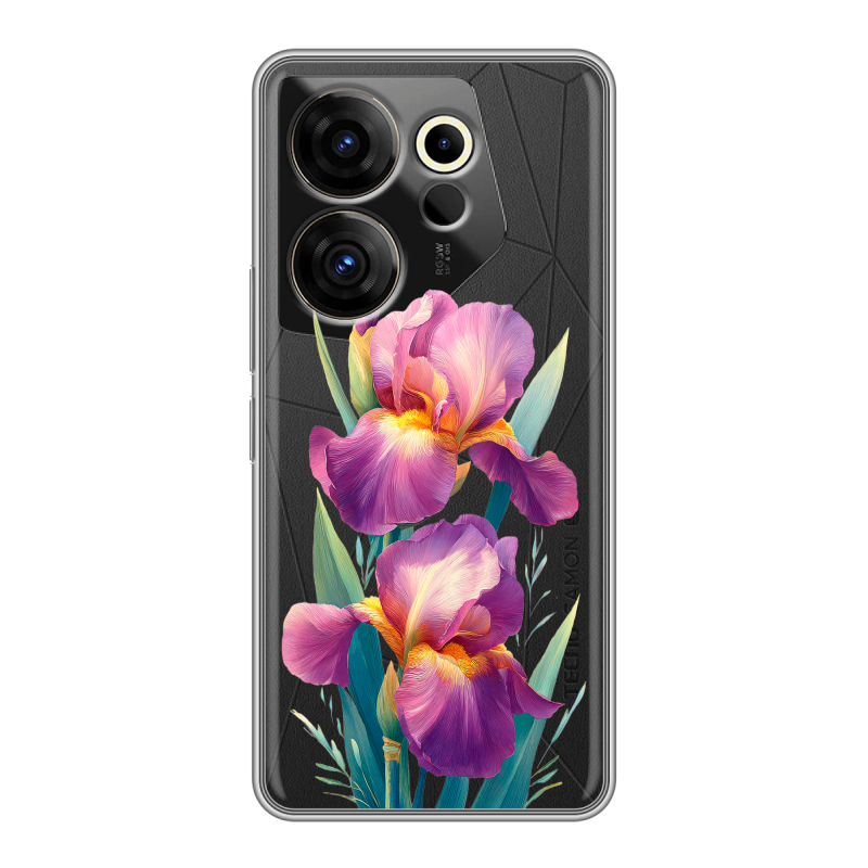 Силиконовый чехол на Tecno Camon 20 Premier с принтом Цветы орхидеи Силиконовый чехол на Tecno Camon 20 Premier с принтом Цветы орхидеи