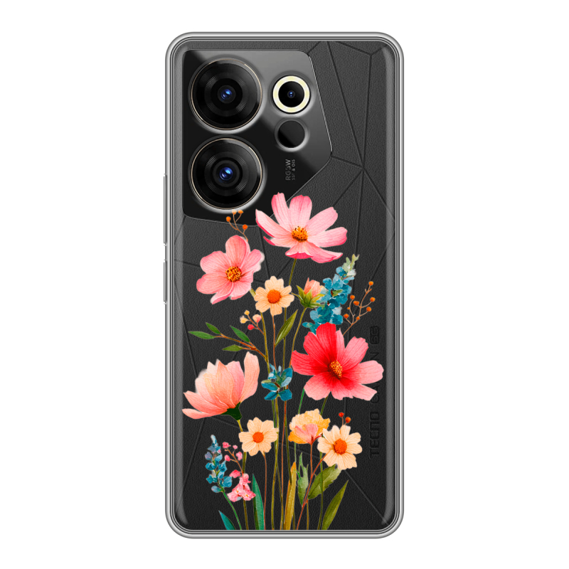 Силиконовый чехол на Tecno Camon 20 Premier с принтом Цветы Силиконовый чехол на Tecno Camon 20 Premier с принтом Цветы