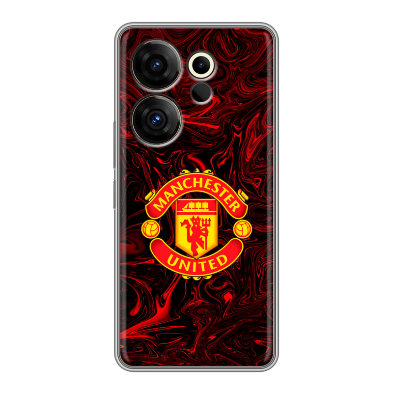 Силиконовый чехол на Tecno Camon 20 Premier с принтом Manchester United Силиконовый чехол на Tecno Camon 20 Premier с принтом Manchester United
