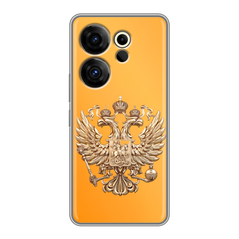 Силиконовый чехол на Tecno Camon 20 Premier с принтом Герб Флаг России Силиконовый чехол на Tecno Camon 20 Premier с принтом Герб Флаг России