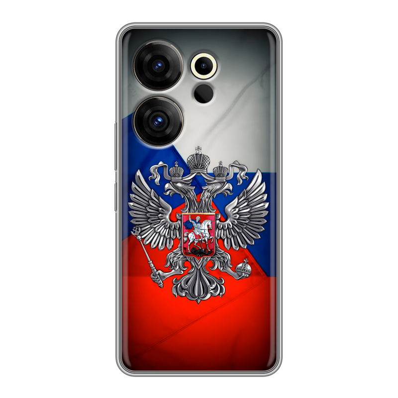 Силиконовый чехол на Tecno Camon 20 Premier с принтом Флаг России Силиконовый чехол на Tecno Camon 20 Premier с принтом Флаг России